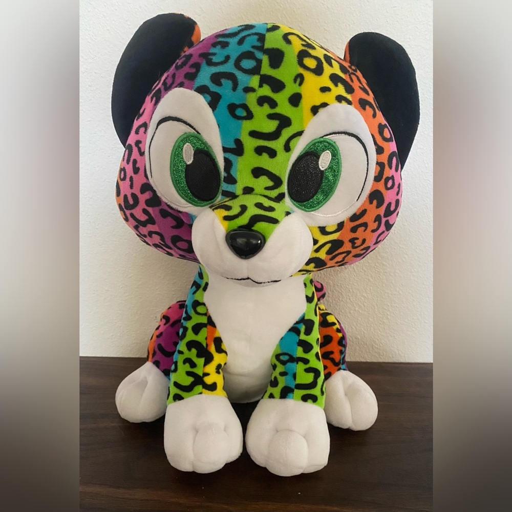 Ideal Toys Leopard Print Neon Colors Cat Stuffed Animal